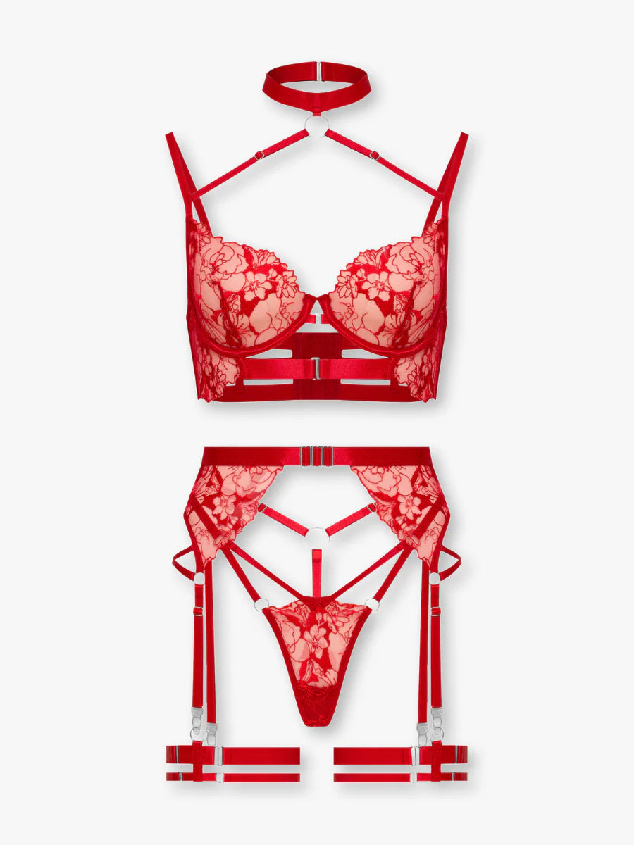 Georgina kırmızı iç çamaşırı takımı genel görünüm