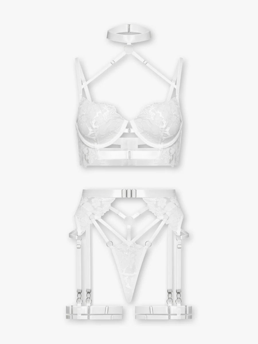 Georgina – White Garter Bridal Lingerie Set