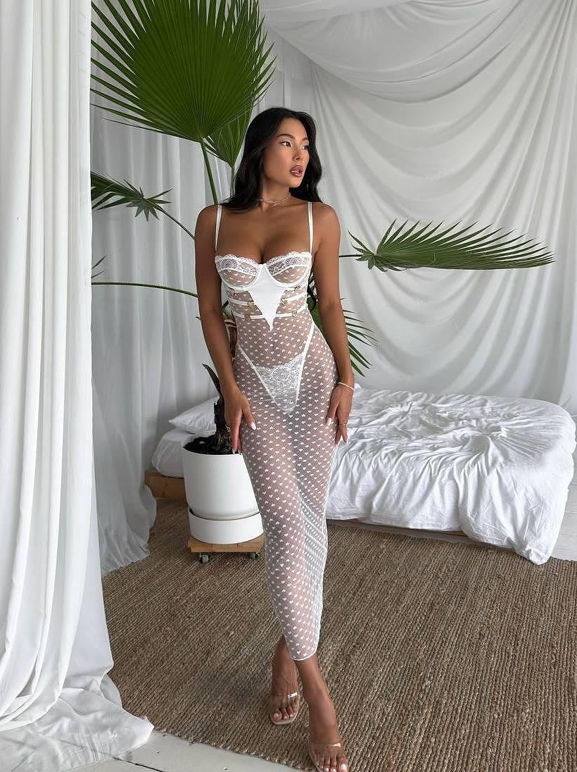 Noir - Beyaz Transparan Elbise