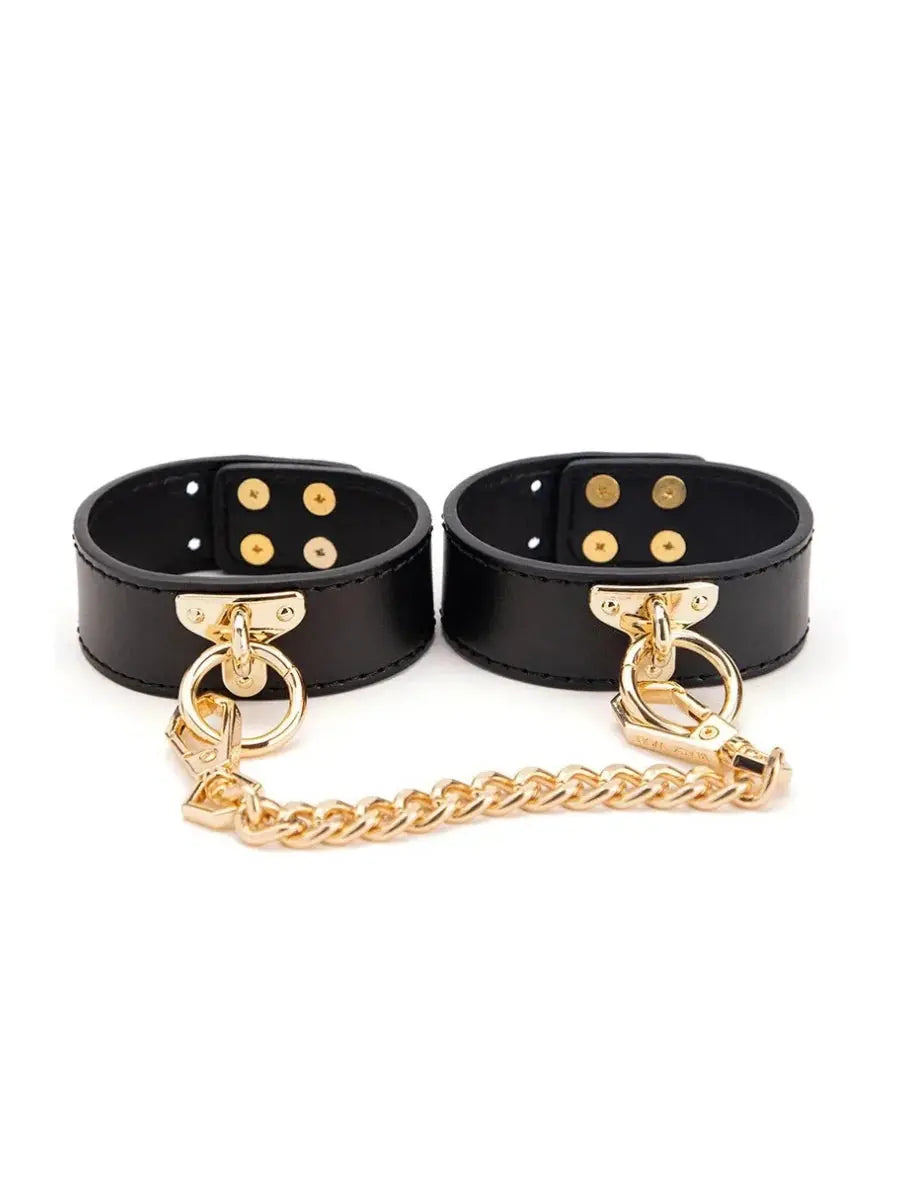 Omalia - Leather Gold Fantasy Black Ankle Cuff