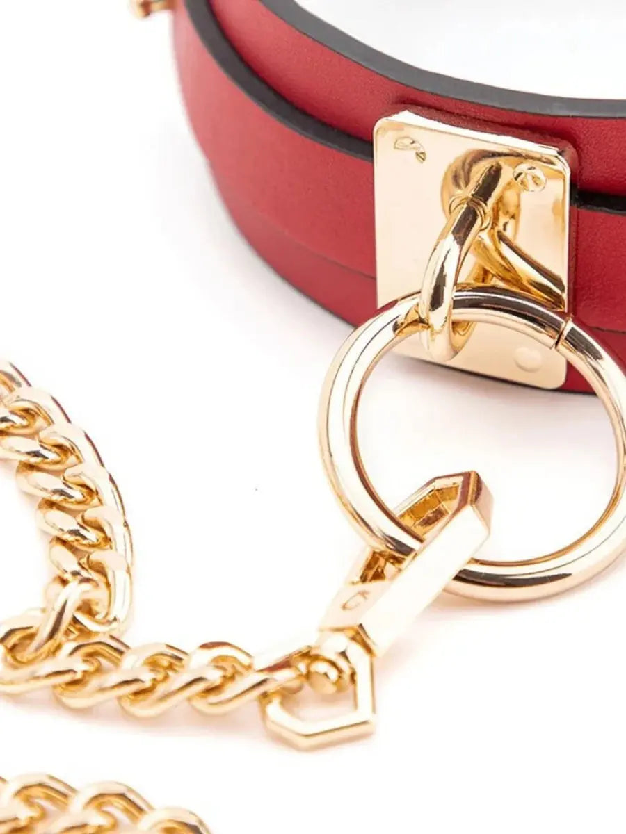 Omalia - Leather Gold Red Fantasy Collar