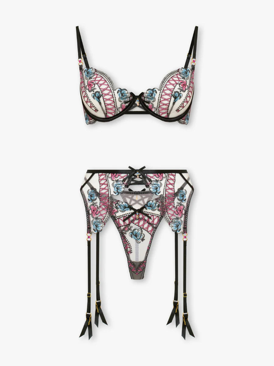 Selene - Colorful Embroidered Garter Set