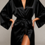 Lustre Series - Midnight Black Satin Robe - Black
