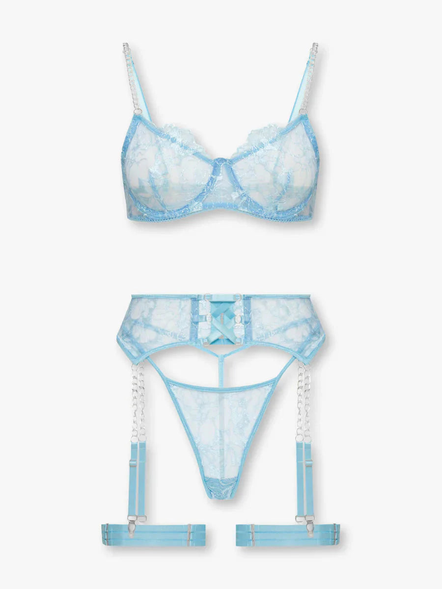Loïs - Baby Blue Chain Detail Lingerie Set