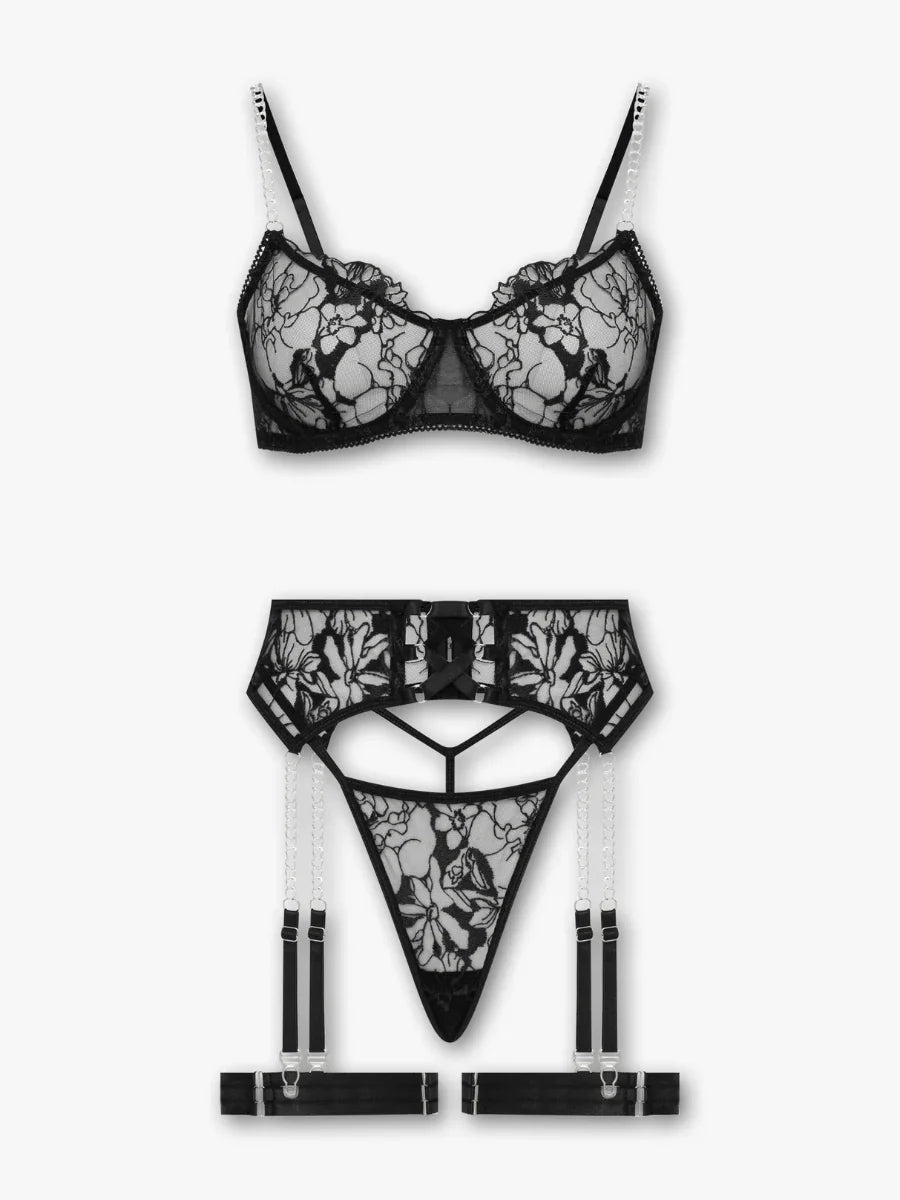 Loïs - Black Chain Detail Lingerie Set
